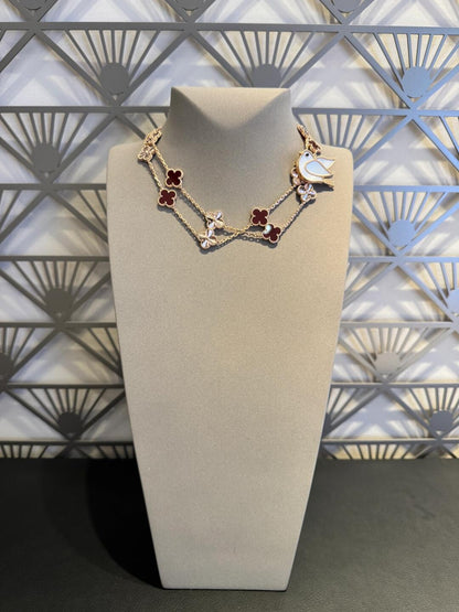 [AuraEcho]CLOVER 20 MOTIFS LASER CARNELIAN NECKLACE