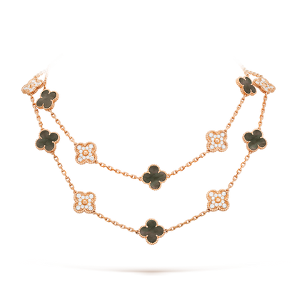 [AuraEcho]CLOVER 20 MOTIFS DARK MOP DIAMOND  NECKLACE