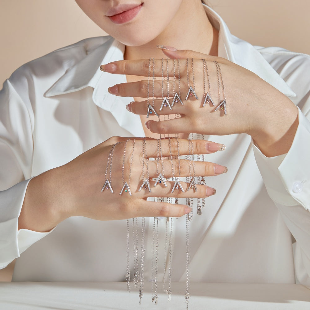 [AuraEcho]Sparkling "A" Shape Necklace