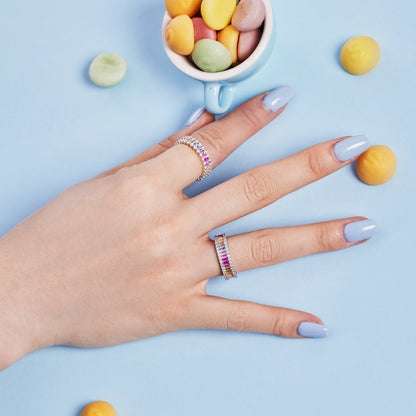 [AuraEcho]Dainty Kaleidoscopic Emerald Cut Daily Ring