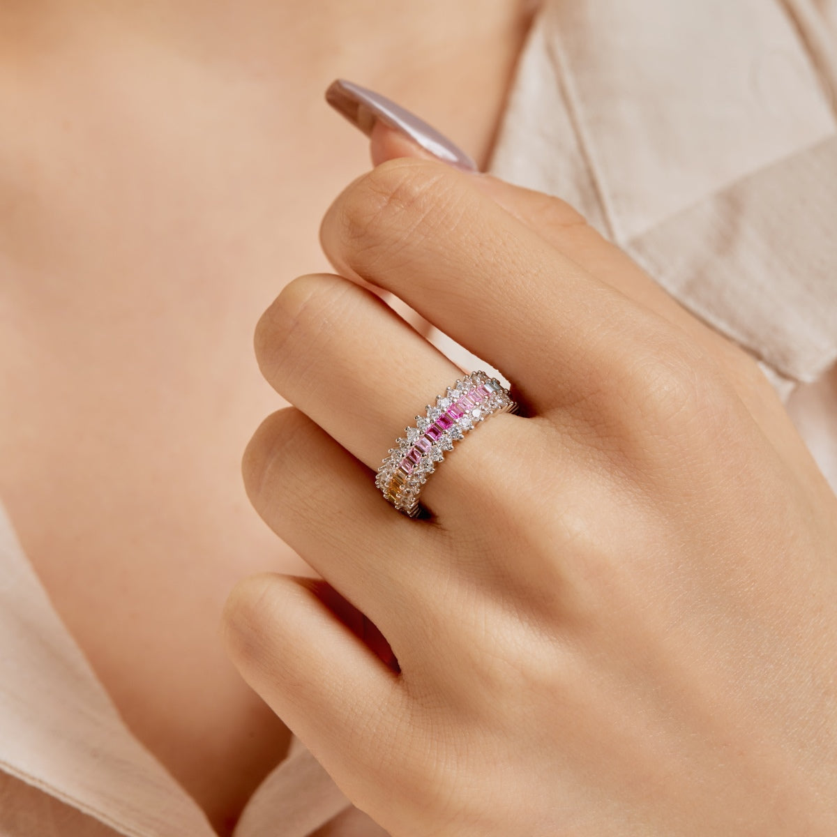 [AuraEcho]Ornate Colorful Radiant Cut Daily Ring