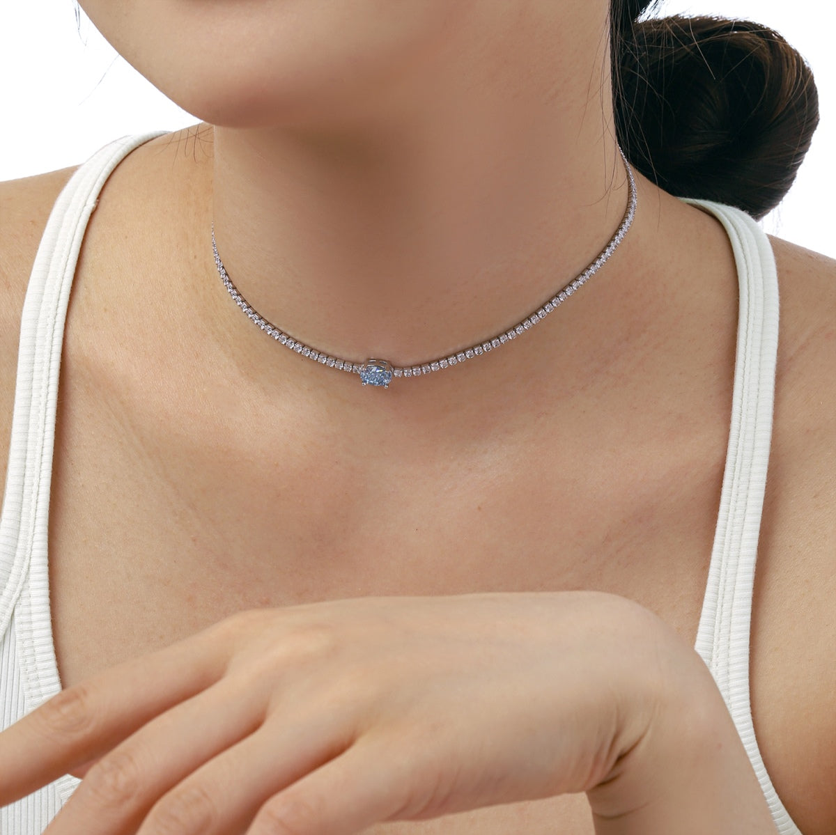 [AuraEcho]1.0 Carat Shining Oval Cut Necklace