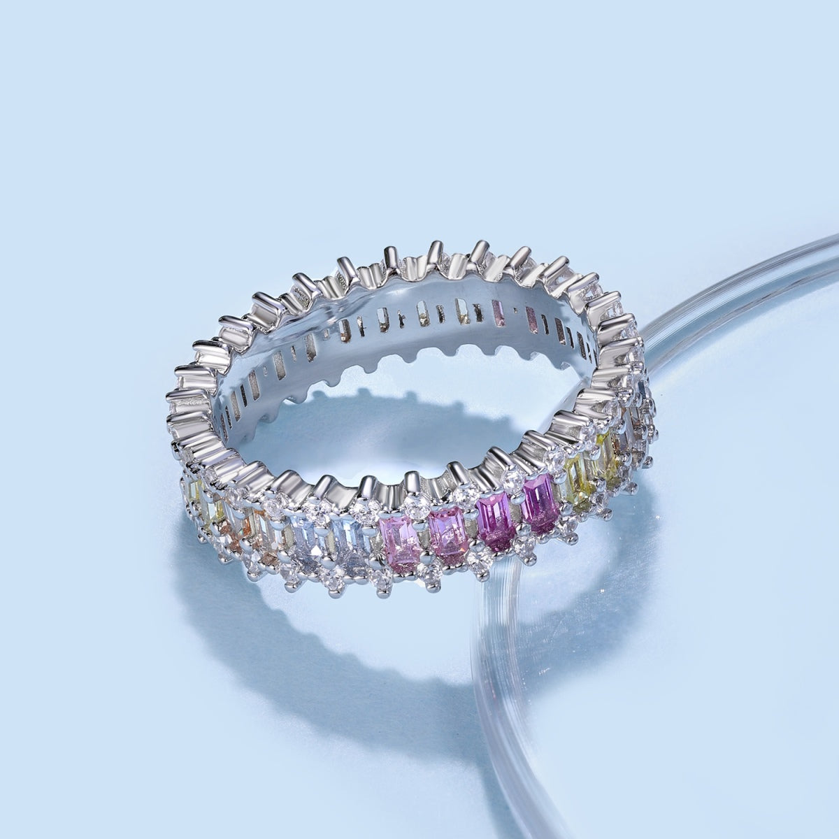 [AuraEcho]Splashy Ornate Emerald Cut Cocktail Ring
