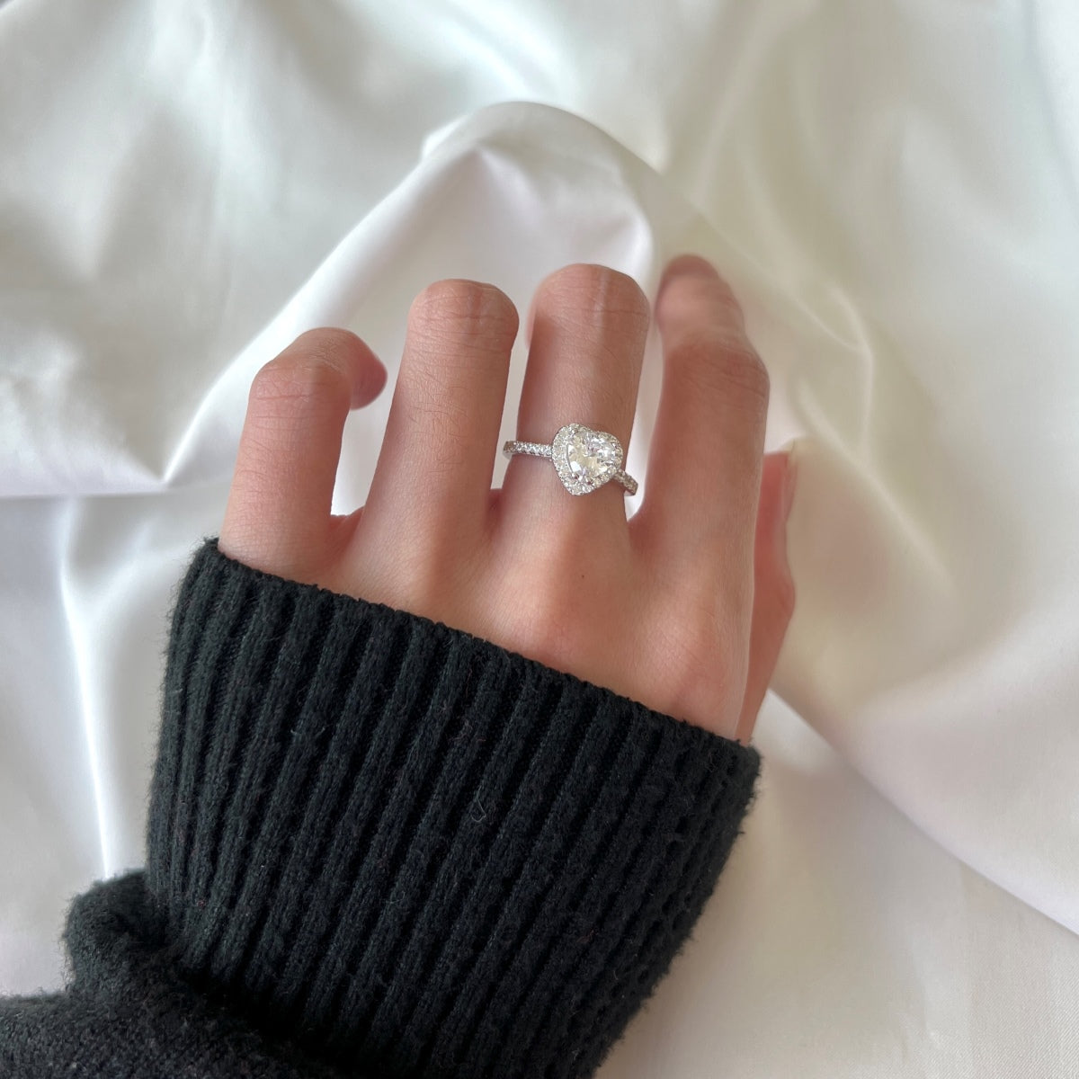[AuraEcho]Eternity Splashy Romantic Heart Shape Lover Ring