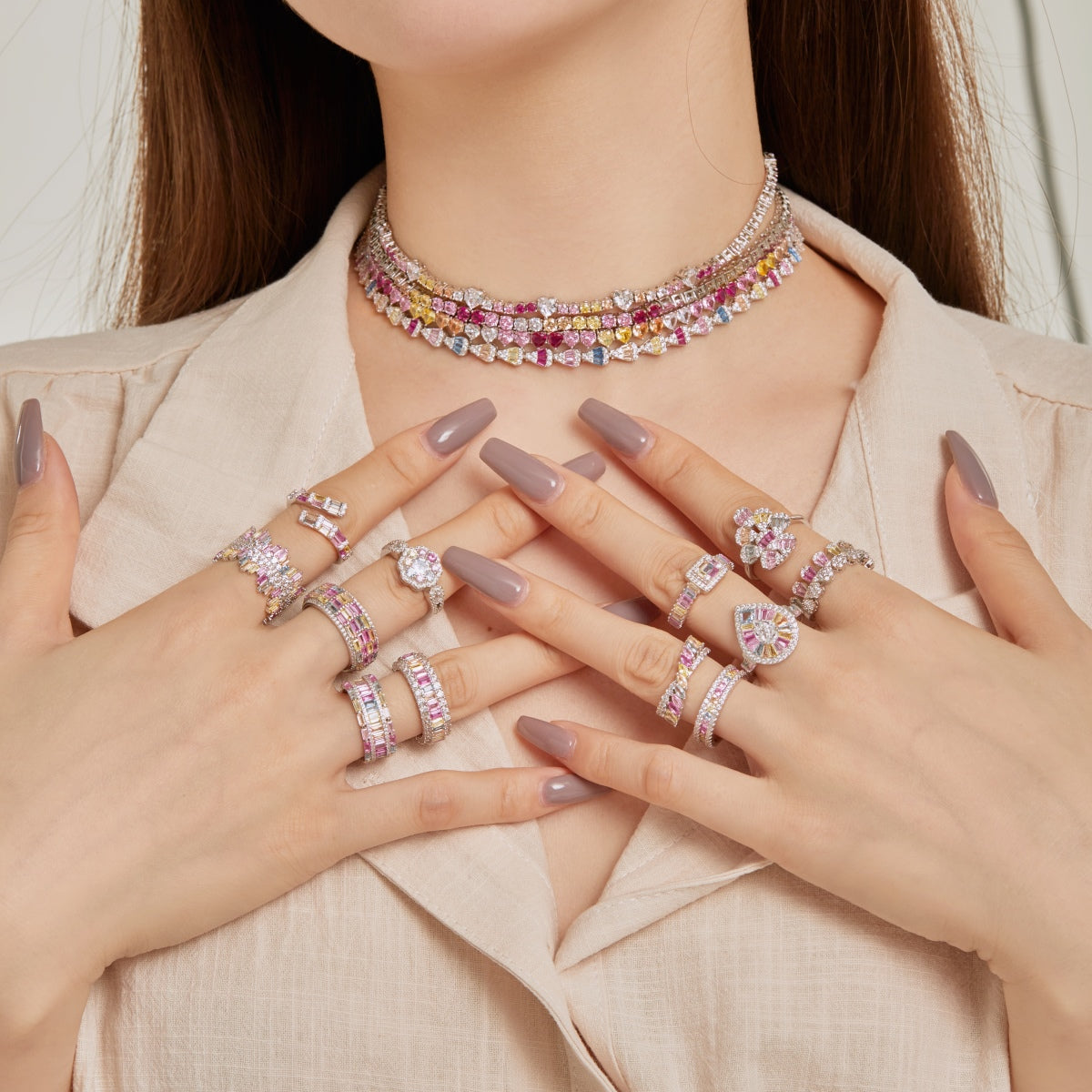 [AuraEcho]Dainty Colorful Radiant Cut Daily Ring