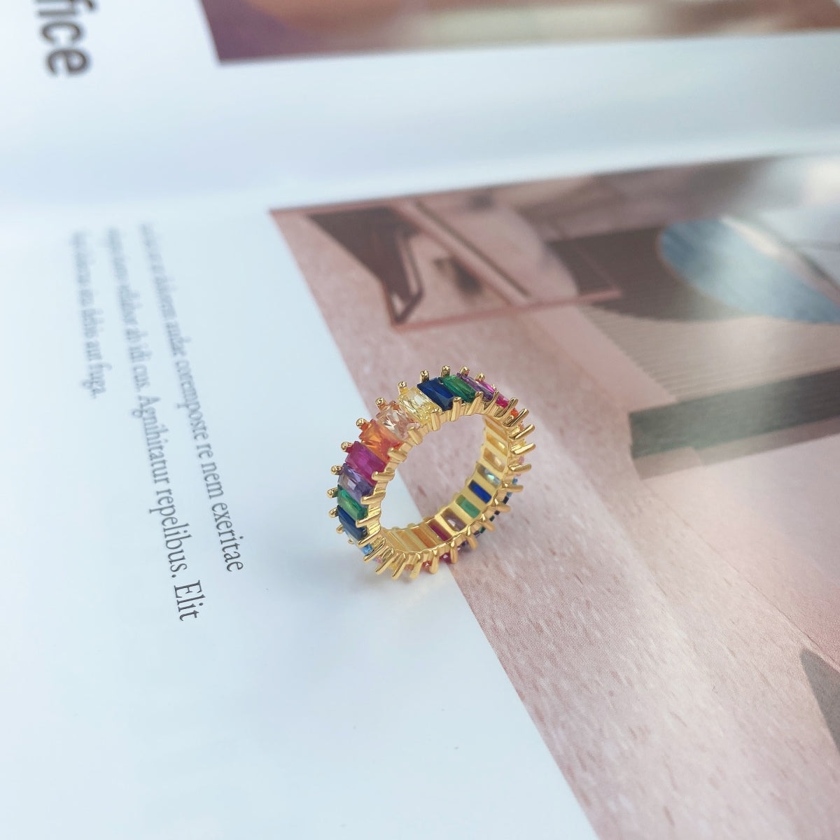 [AuraEcho]Unique Colorful Radiant Cut RIng