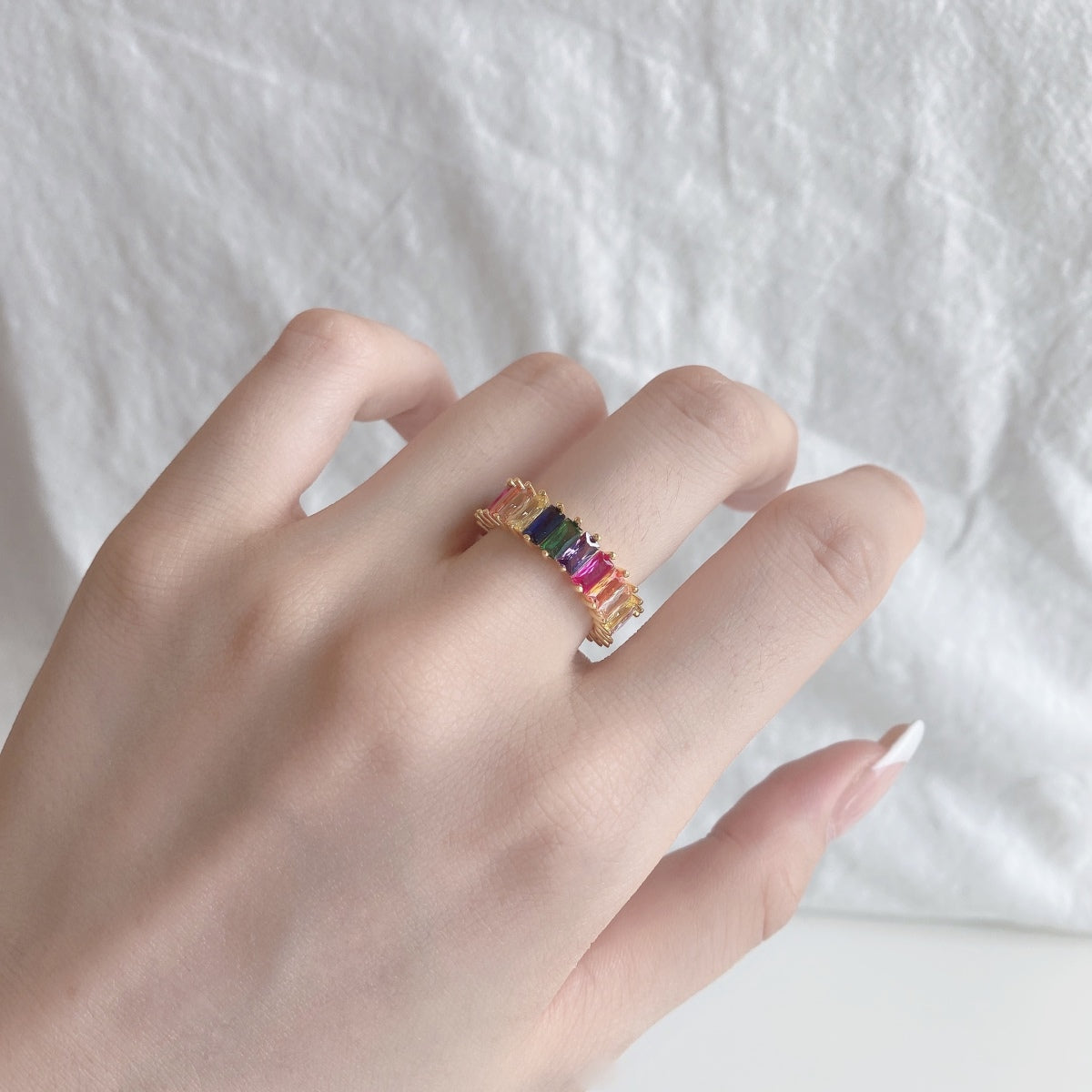 [AuraEcho]Unique Colorful Radiant Cut RIng