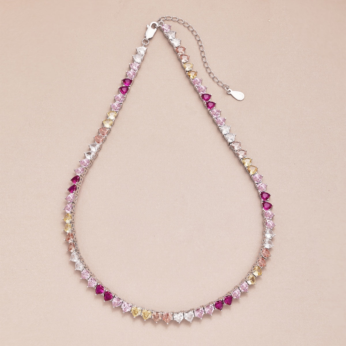 [AuraEcho]Sparkling Colorful Full Heart Tennis Necklace
