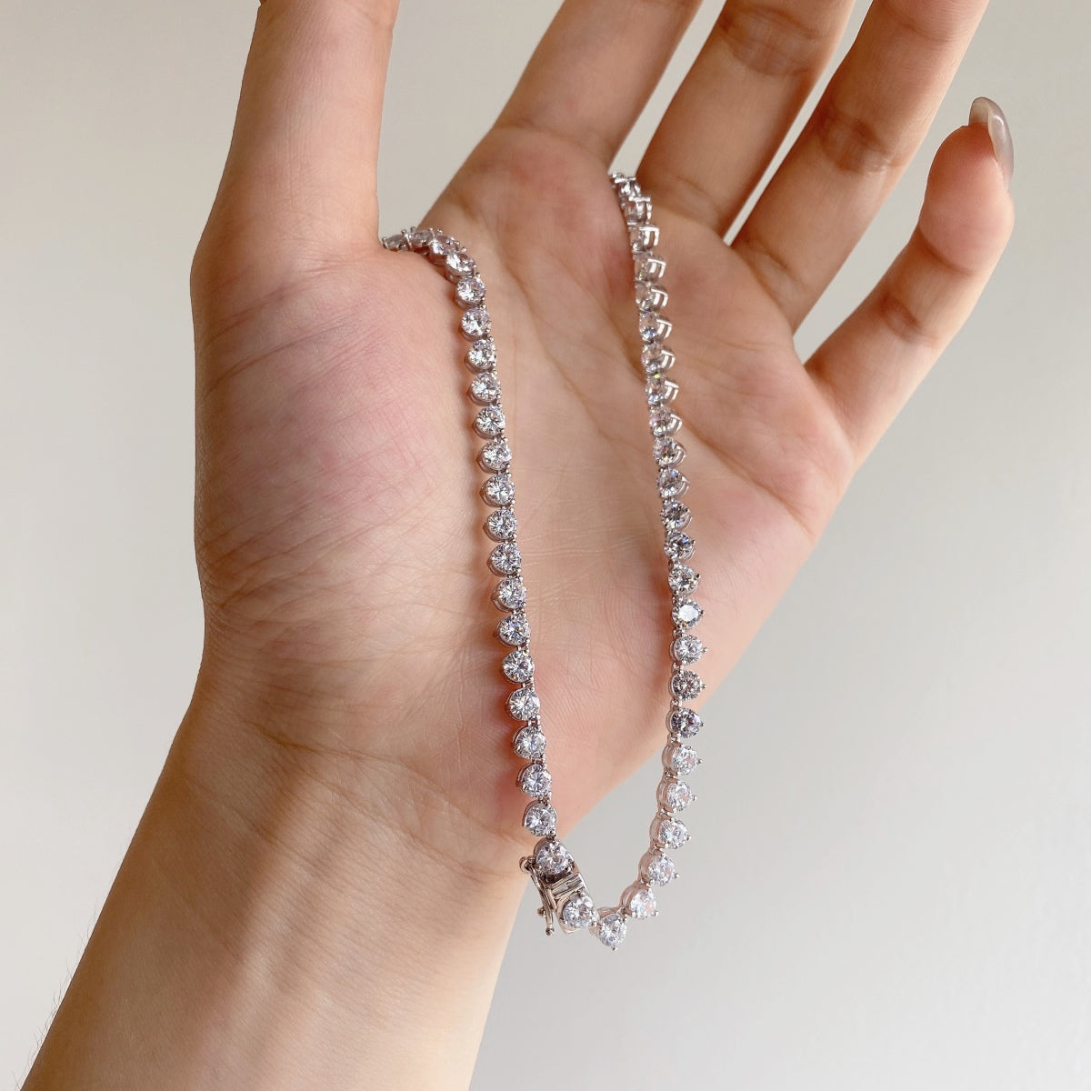 [AuraEcho]Ornate Heart Cut Tennis Necklace