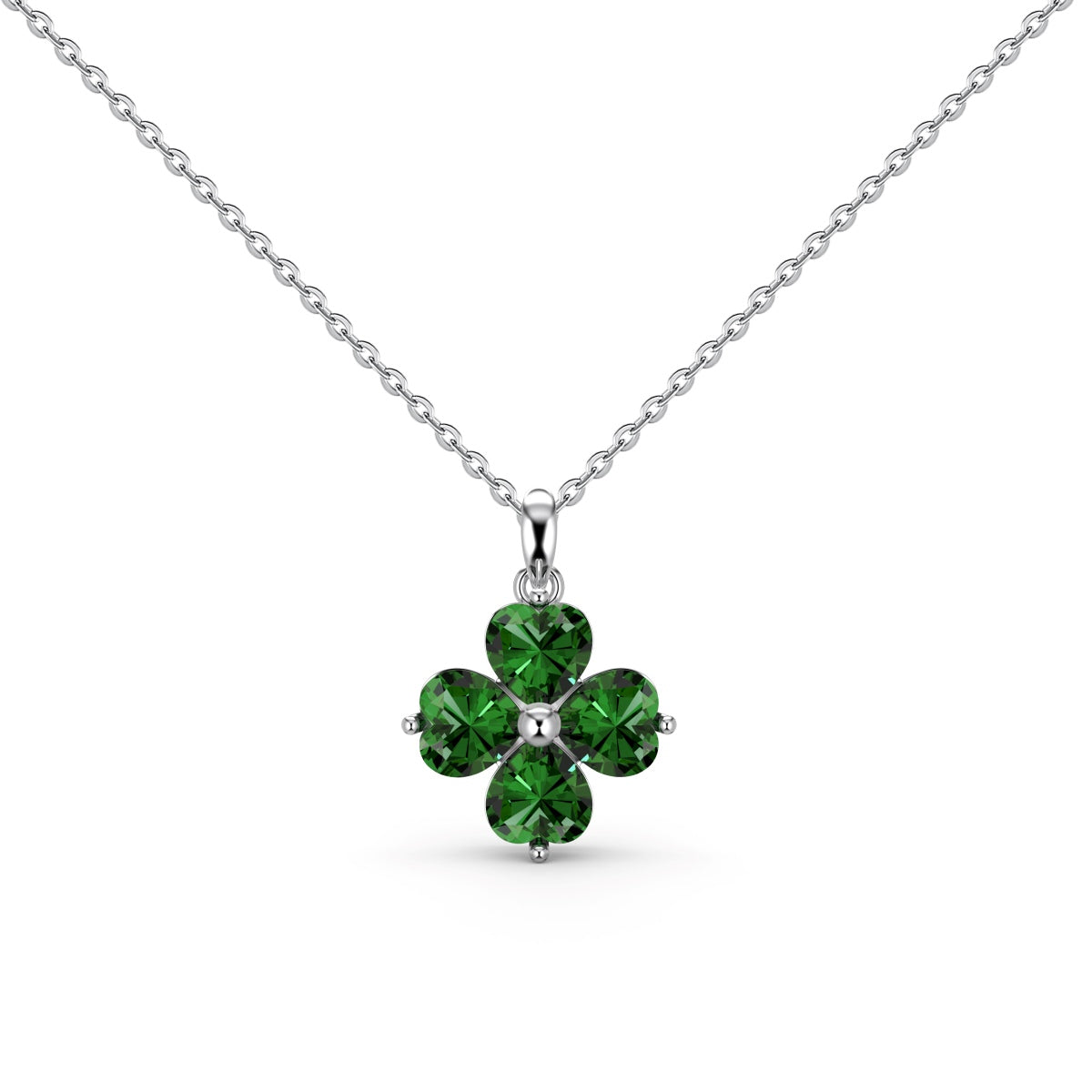 [AuraEcho]Heart-Shaped Four-Leaf Clover Bead Necklace