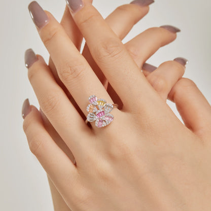 [AuraEcho]Sparkling Colorful Water Drop Shape Daily Ring