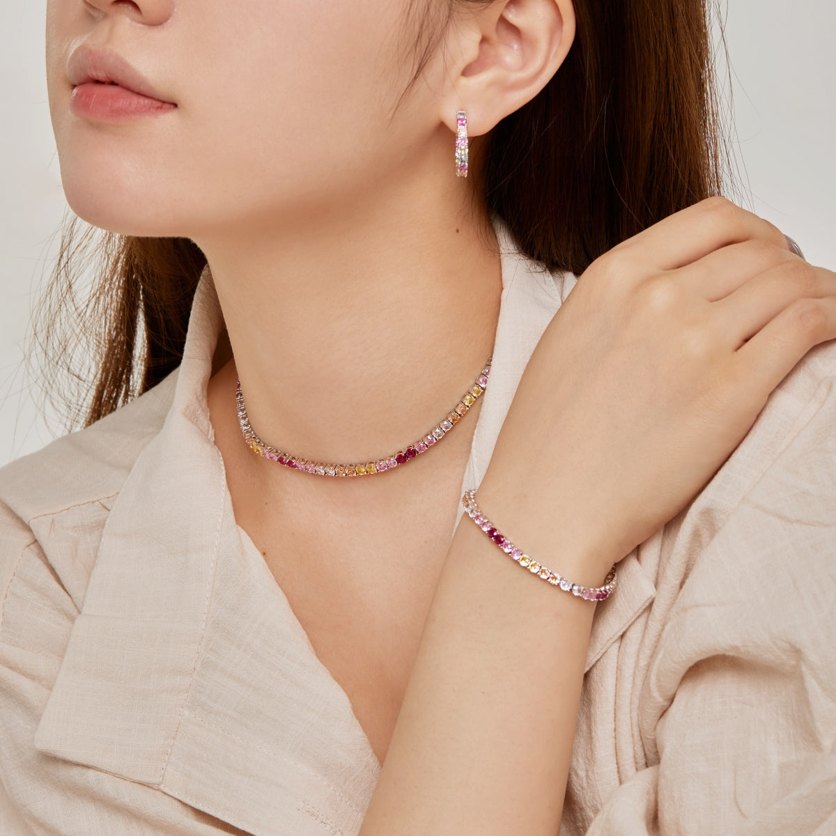 [AuraEcho]Delicate Colorful Tennis Necklace