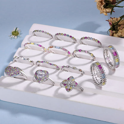 [AuraEcho]Lively In Shades Elegant Radiant Cut Daily Ring