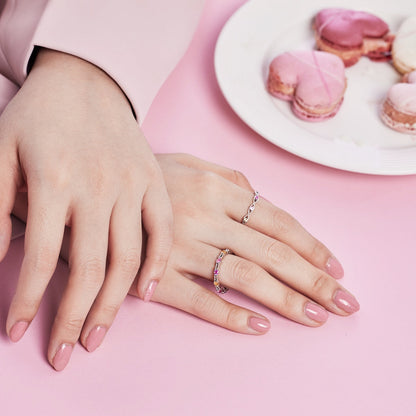 [AuraEcho]Sparkling Colorful Round Cut Tennis Ring