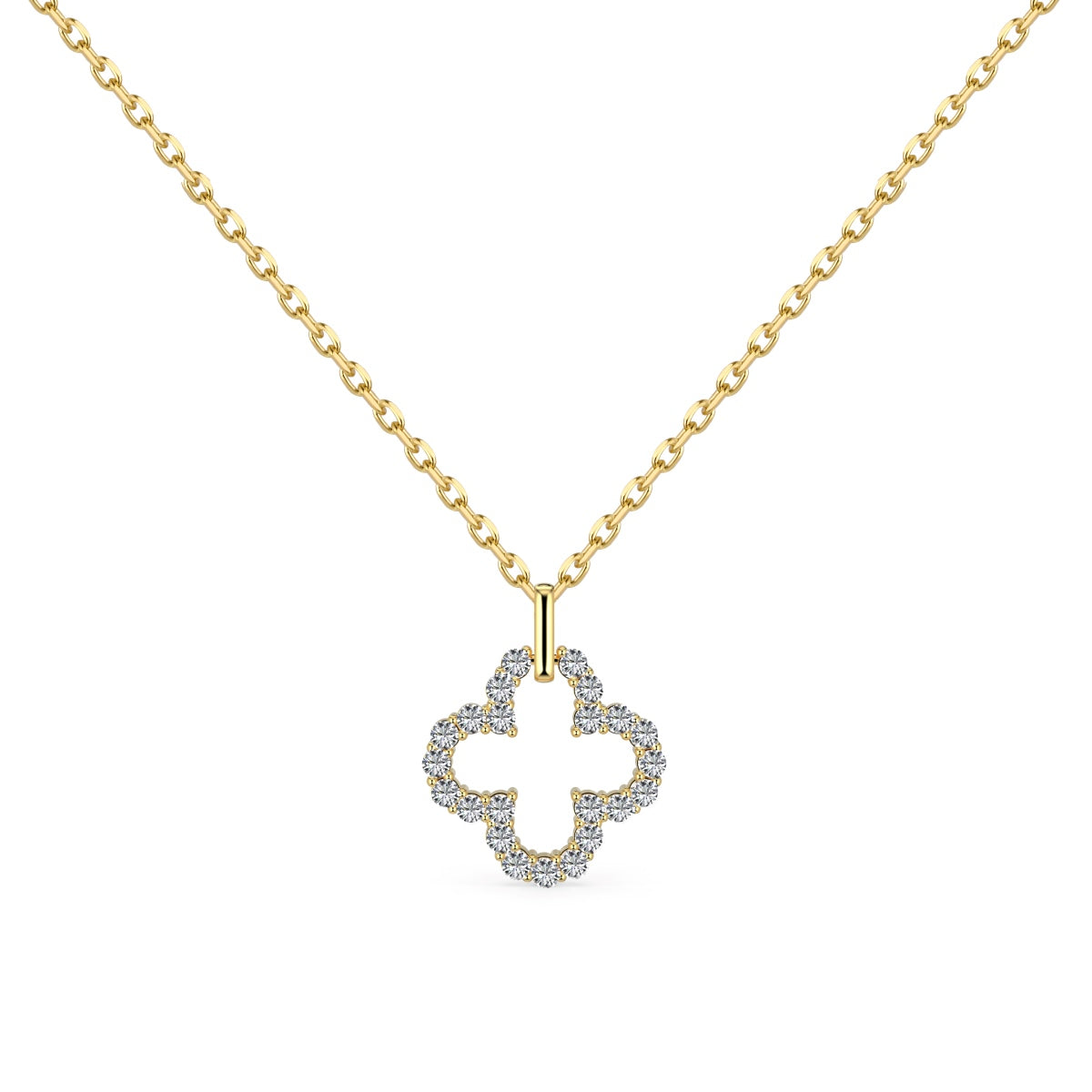 [AuraEcho]Four-Leaf Clover Hollow Design Exquisite Necklace