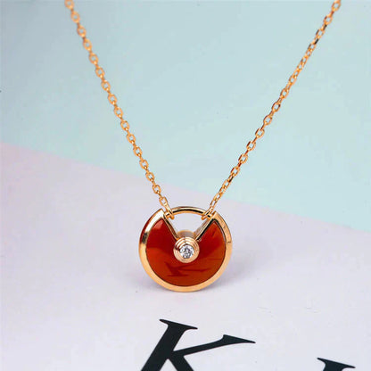 [AuraEcho]AMULETTE GOLD CARNELIAN ONYX NECKLACE