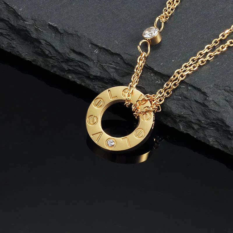 [AuraEcho]LOVE NECKLACE 16MM 2 DIAMONDS