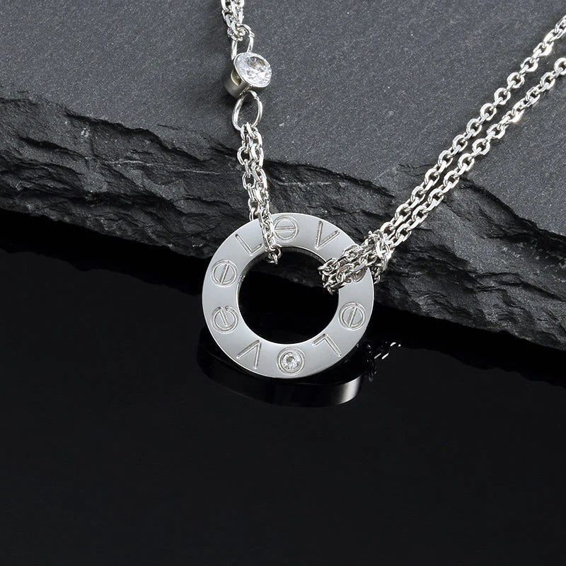 [AuraEcho]LOVE NECKLACE 16MM 2 DIAMONDS