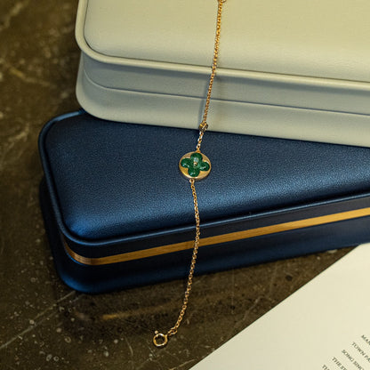 [AuraEcho]SUN MALACHITE 1 DIAMOND PINK GOLD BRACELET