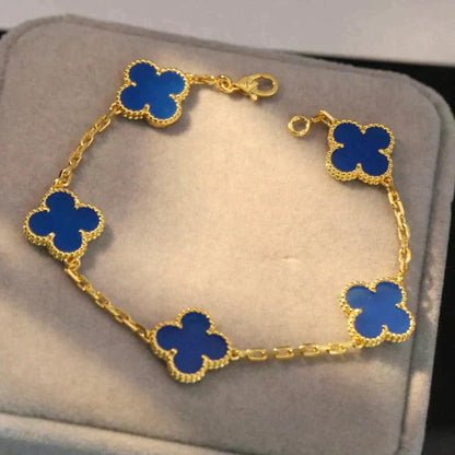 [AuraEcho] CLOVER 5 MOTIF BLUE AGATE BRACELET COLLECTION