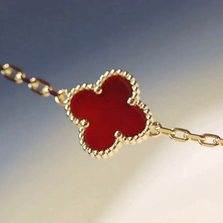 [AuraEcho]CLOVER 20 MOTIFS CARNELIAN NECKLACE
