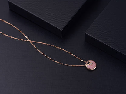 [AuraEcho]AMULETTE ROSE GOLD PINK MOP NECKLACE