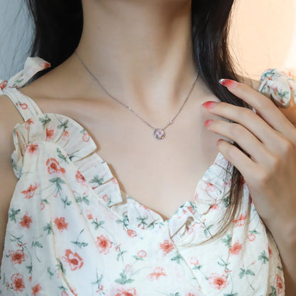 [AuraEcho]SUN PEDANT PINK GOLD 1 DIAMOND NECKLACE