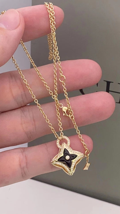 [AuraEcho]STAR PEDANT PINK GOLD DIAMOND NECKLACE