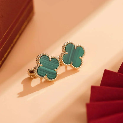 [AuraEcho]CLOVER MEDIUM 1 MOTIFS MALACHITE  EARRINGS