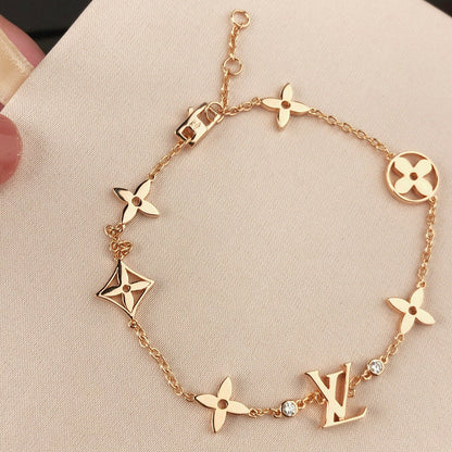[AuraEcho]STAR AND SUN 7 MOTIFS GOLD BRACELET