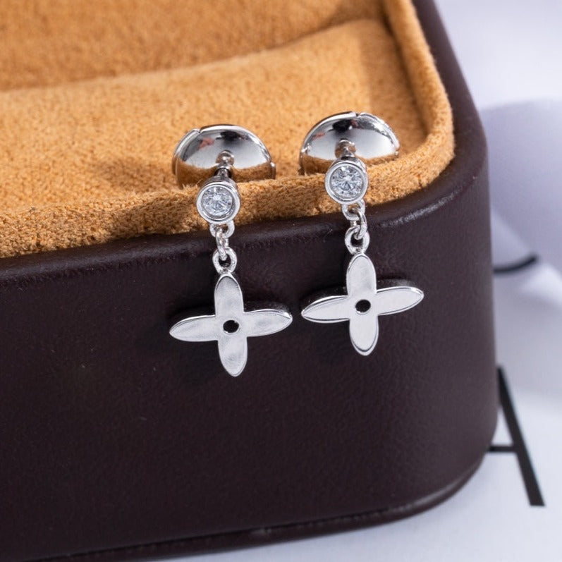 [AuraEcho]VIDYLLE SILVER DIAMOND MINI DROP EARRINGS