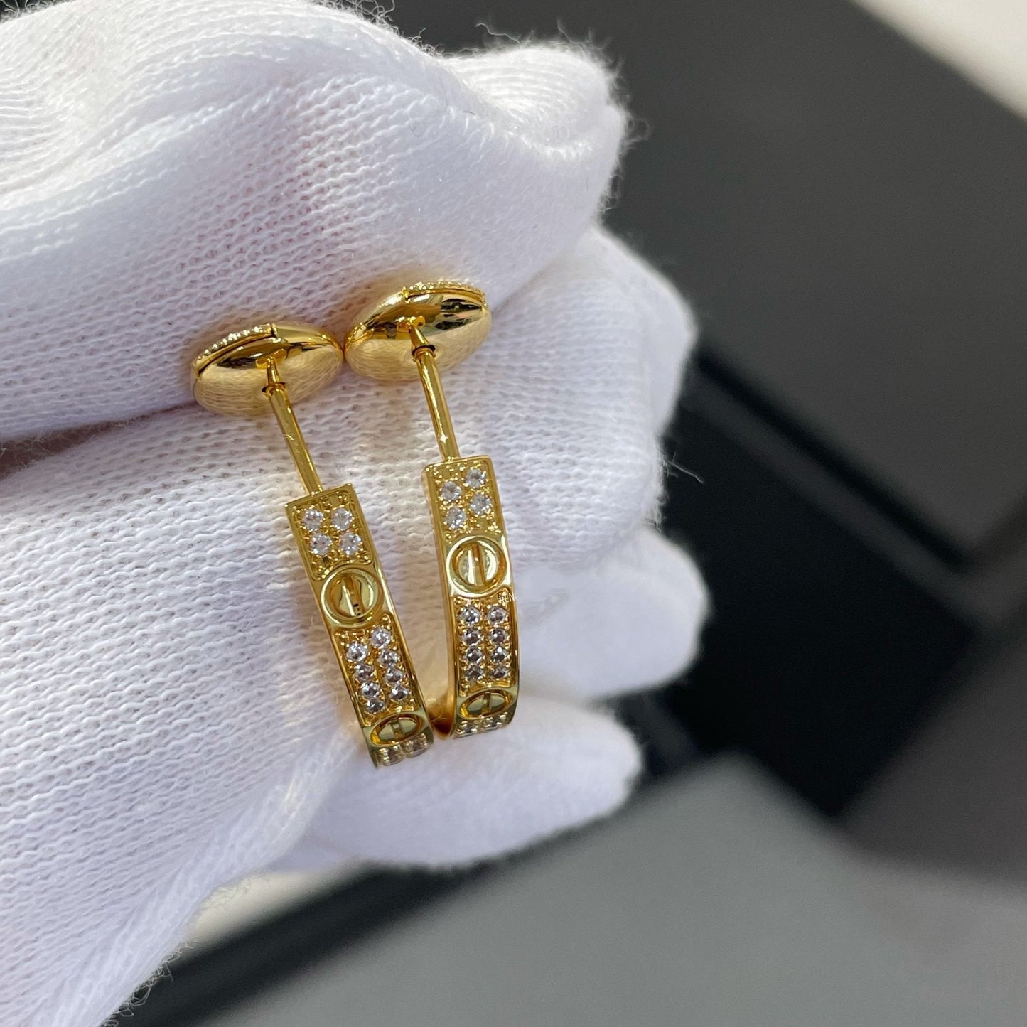 [AuraEcho]LOVE DIAMOND GOLD HOOP EARRINGS