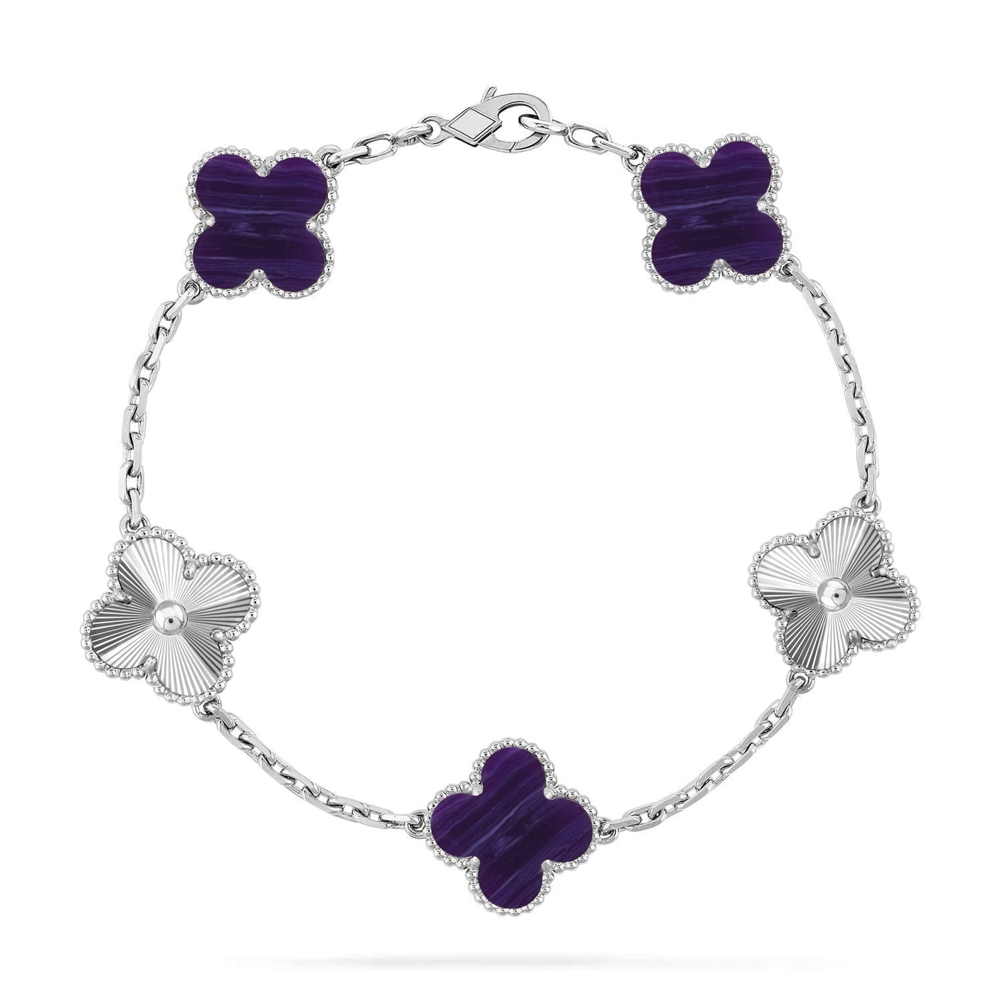 [AuraEcho]CLOVER 5 MOTIF PURPLE STRIPES BRACELET COLLECTION