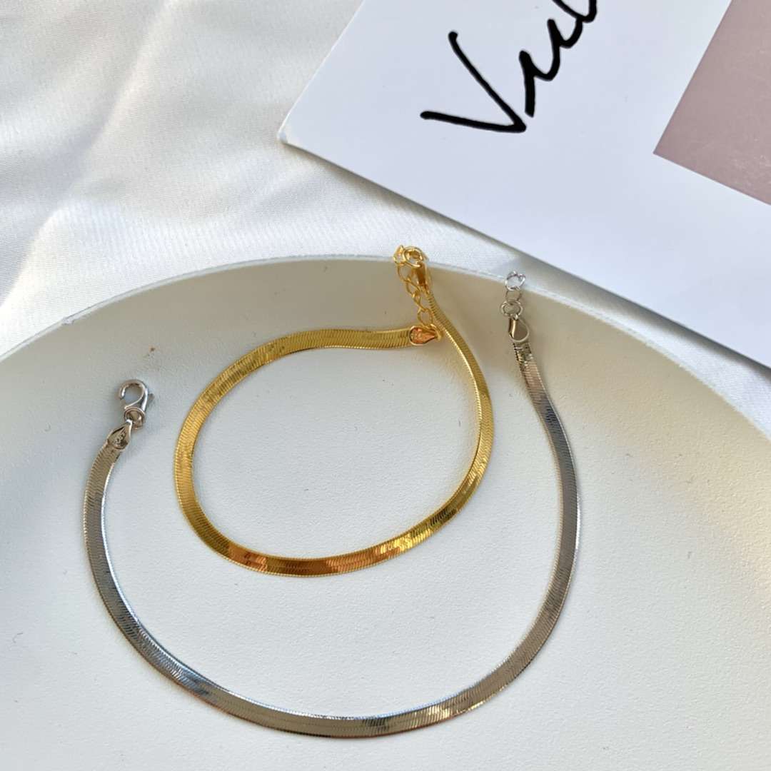 [AuraEcho]Flat Snake Bone Chain Blade Necklace