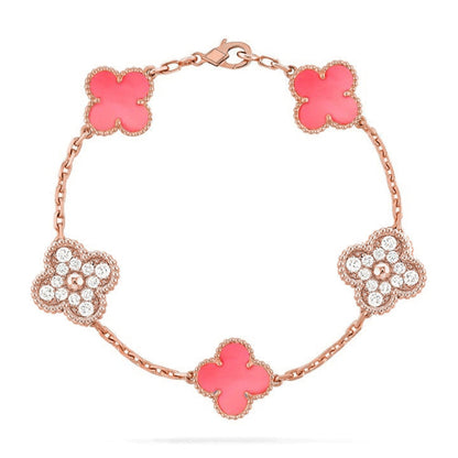 [AuraEcho] CLOVER 5 MOTIFS  PINK MOP BRACELET COLLECTION