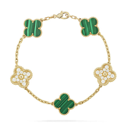 [AuraEcho] CLOVER 5 MOTIF MALACHITE BRACELET COLLECTION