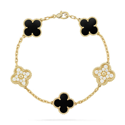 [AuraEcho] CLOVER 5 MOTIF ONYXS BRACELET COLLECTION