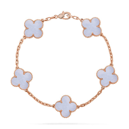 [AuraEcho] CLOVER 5 MOTIF PURPLE CHALCEDONY BRACELET COLLECTION