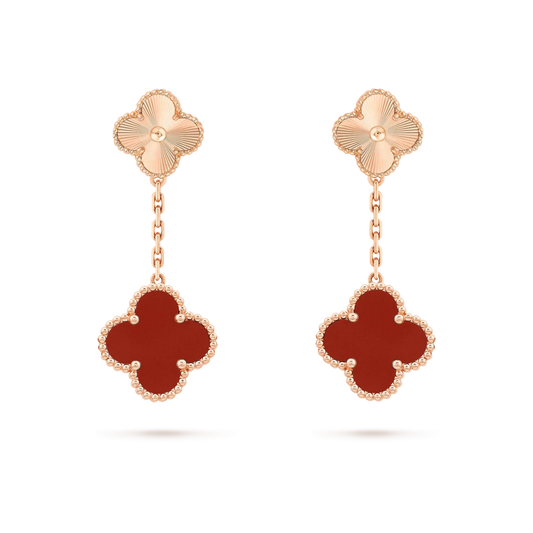 [AuraEcho]CLOVER 2 MOTIF  LASER CARNELIAN EARRINGS