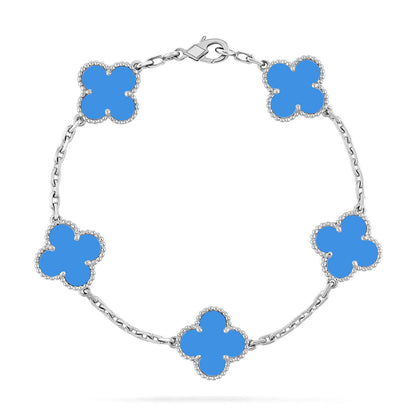 [AuraEcho] CLOVER 5 MOTIF BLUE AGATE BRACELET COLLECTION