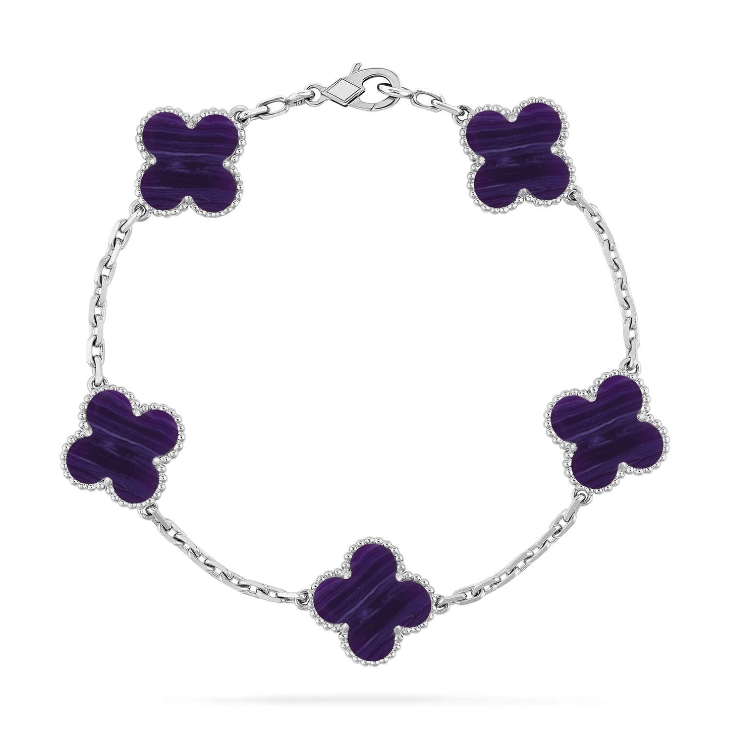 [AuraEcho]CLOVER 5 MOTIF PURPLE STRIPES BRACELET COLLECTION