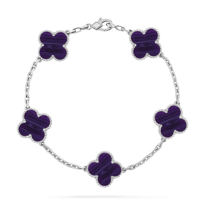[AuraEcho]CLOVER 5 MOTIF PURPLE STRIPES BRACELET COLLECTION