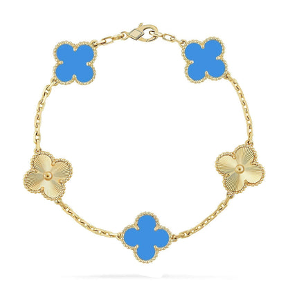 [AuraEcho] CLOVER 5 MOTIF BLUE AGATE BRACELET COLLECTION