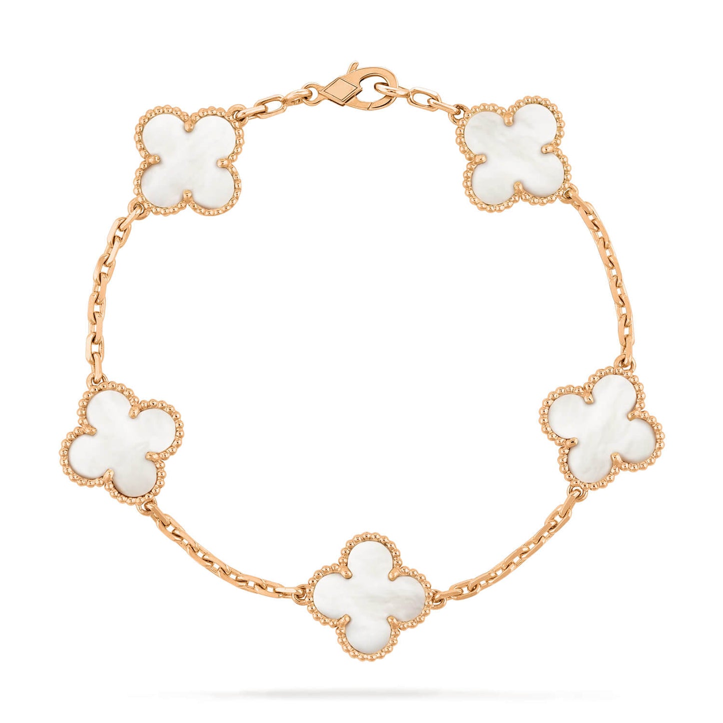 [AuraEcho]CLOVER  5 MOTIF WHITE MOP BRACELET
