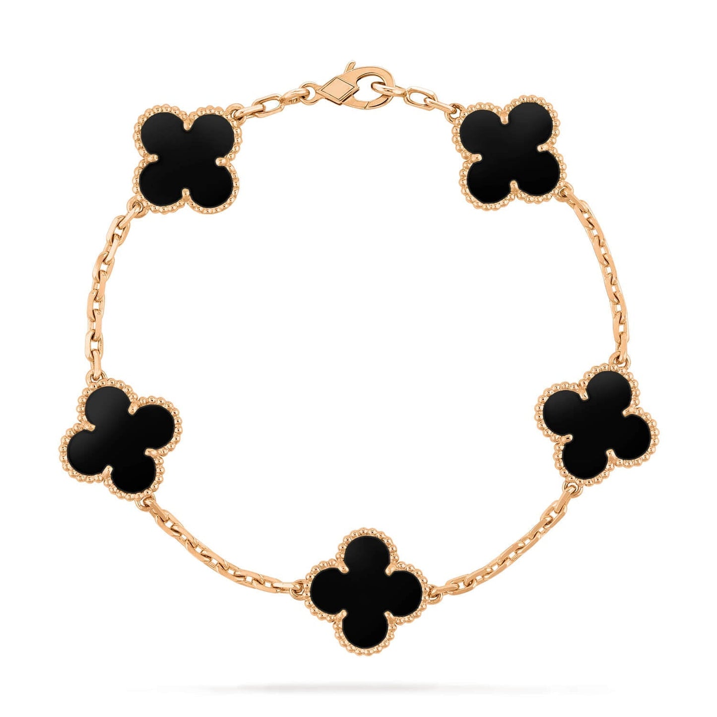 [AuraEcho]CLOVER  5 MOTIFS BLACK ONYX BRACELET