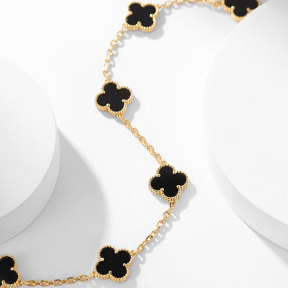 [AuraEcho]CLOVER 10 MOTIFS ONYX NECKLACE