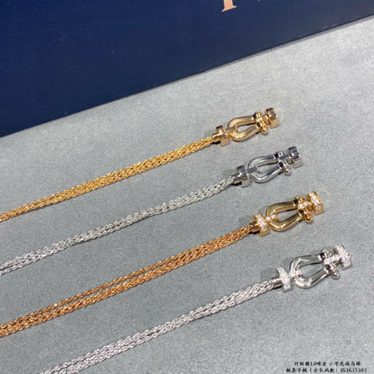 [AuraEcho]FORCE SMALL HORSESHOE  DIAMOND CHAIN ROPE BRACELET