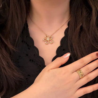 [AuraEcho]FLOWERLACE NECKLACE 5 DIAMONDS