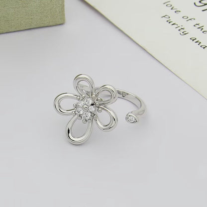 [AuraEcho]  FLOWERLACE OPEN RING 5 DIAMONDS