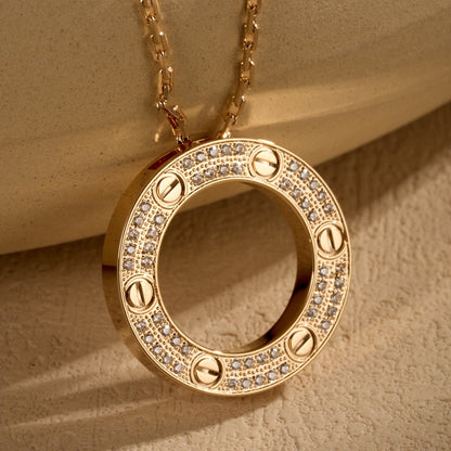 [AuraEcho]LOVE NECKLACE 16MM  FULL DIAMOND